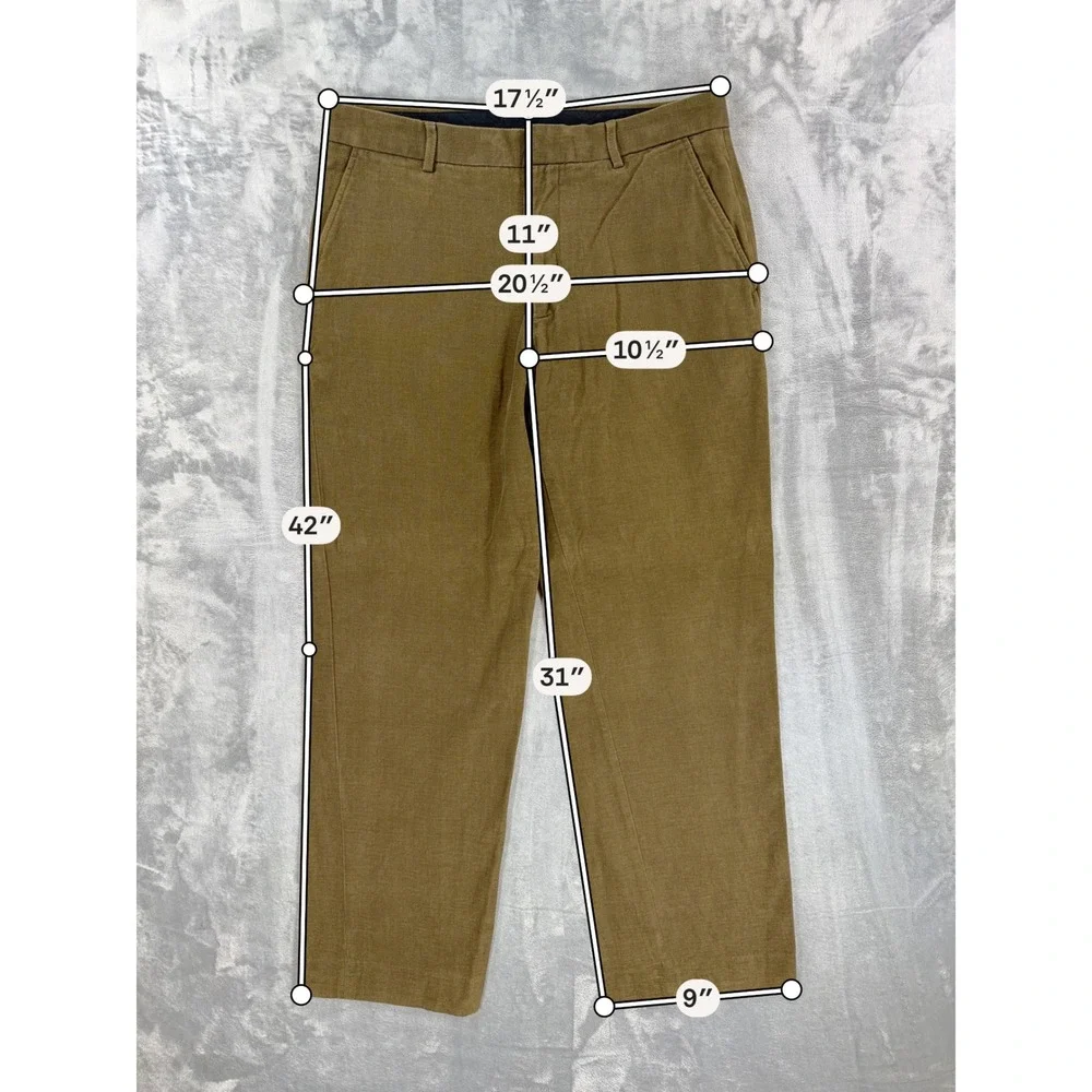 Banana Republic Straight Leg Chino Trousers Men's Size 34x32 Olive Brown Pants